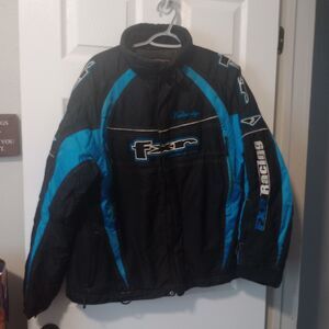 FXR Fox Racing Women’s Velocity Storm Jacket Coat Blue Black Broken Zip Pull 44"